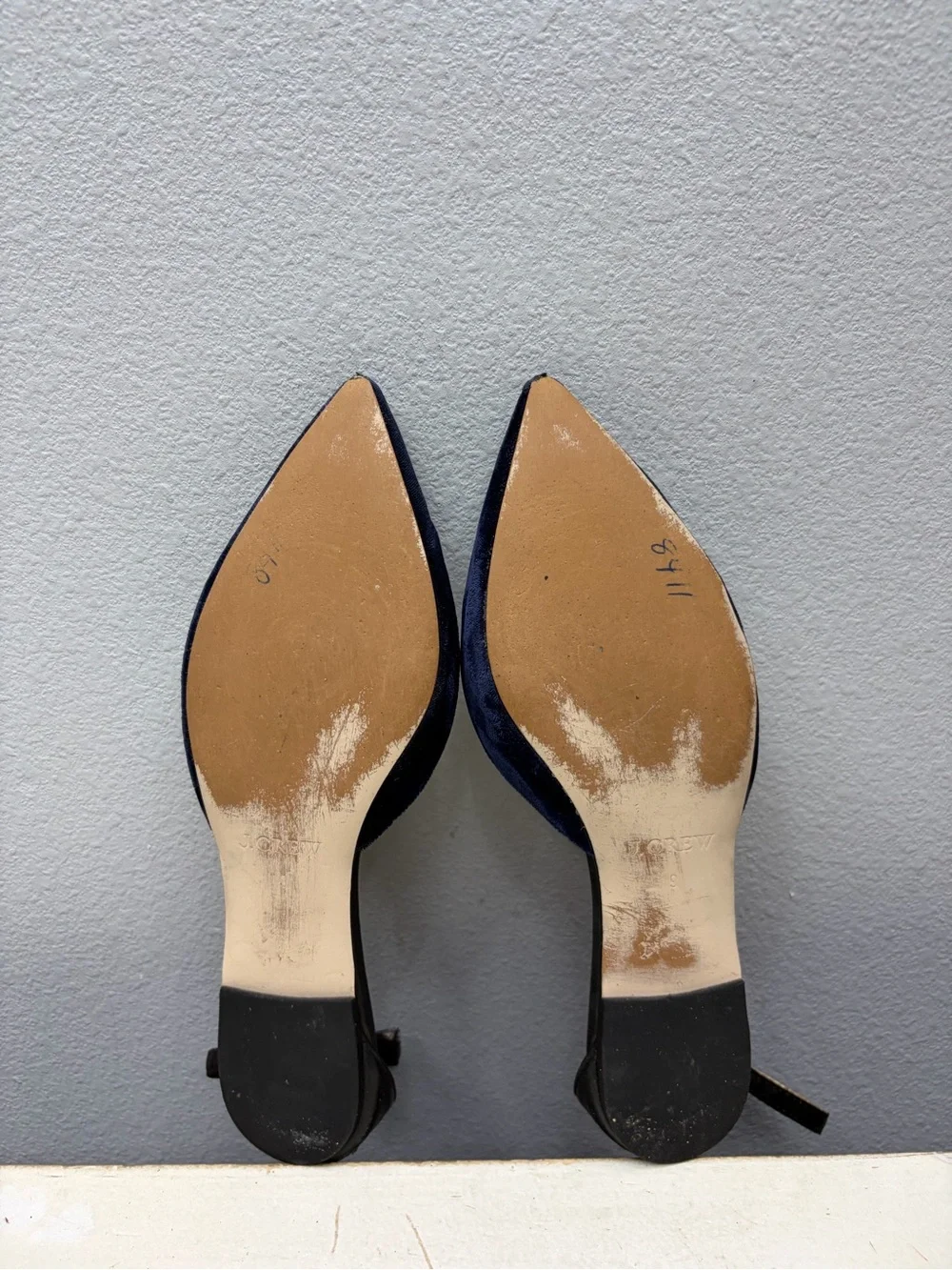 J. Crew Blue Velvet Pointed Toe Flats Size 9